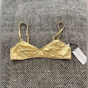 Solid and striped gold bikini top